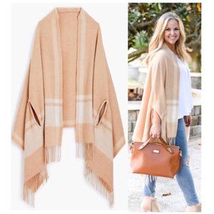 J. Crew heather camel cape scarf